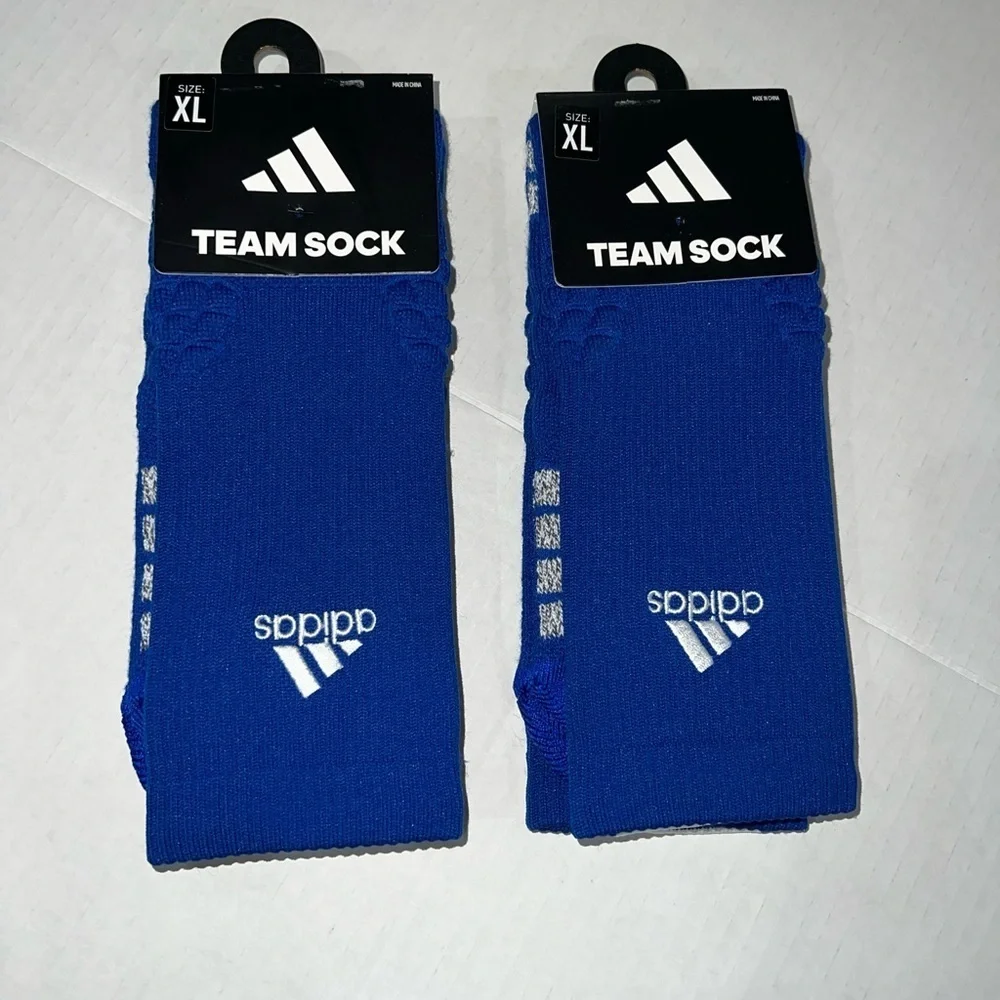 Adidas team sock blue new 2x pairs soccer sports XL athletic socks